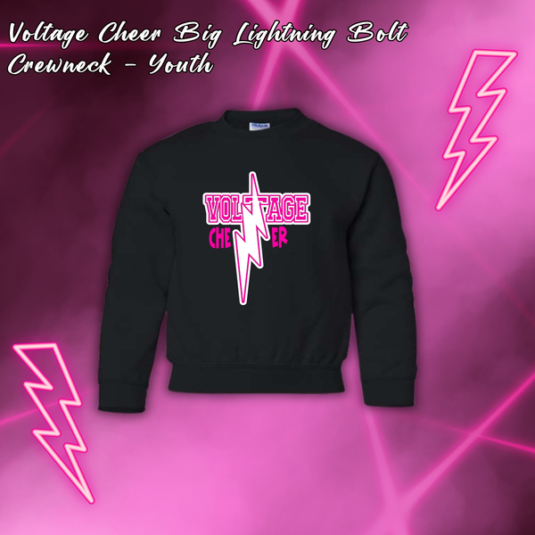 Voltage Cheer Big Lightning Bolt Crewneck - YOUTH