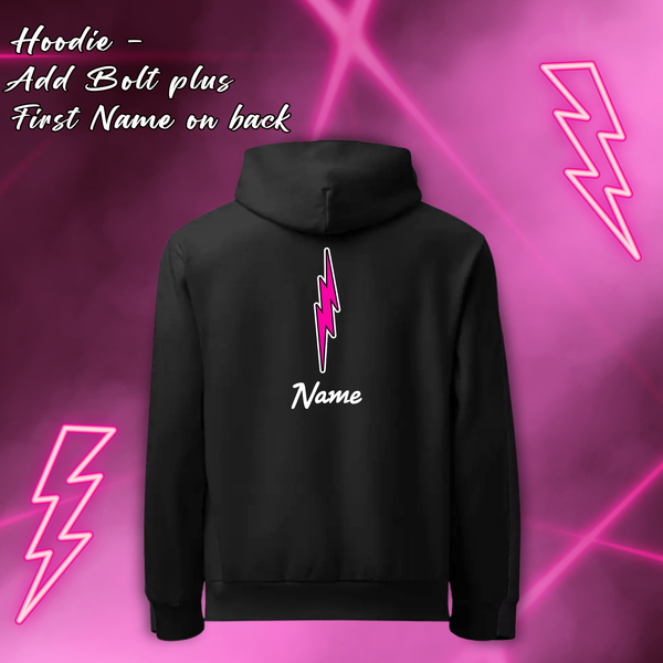 CUSTOM VOLTAGE ADD ON- Add Bolt plus First Name on back of Hoodie