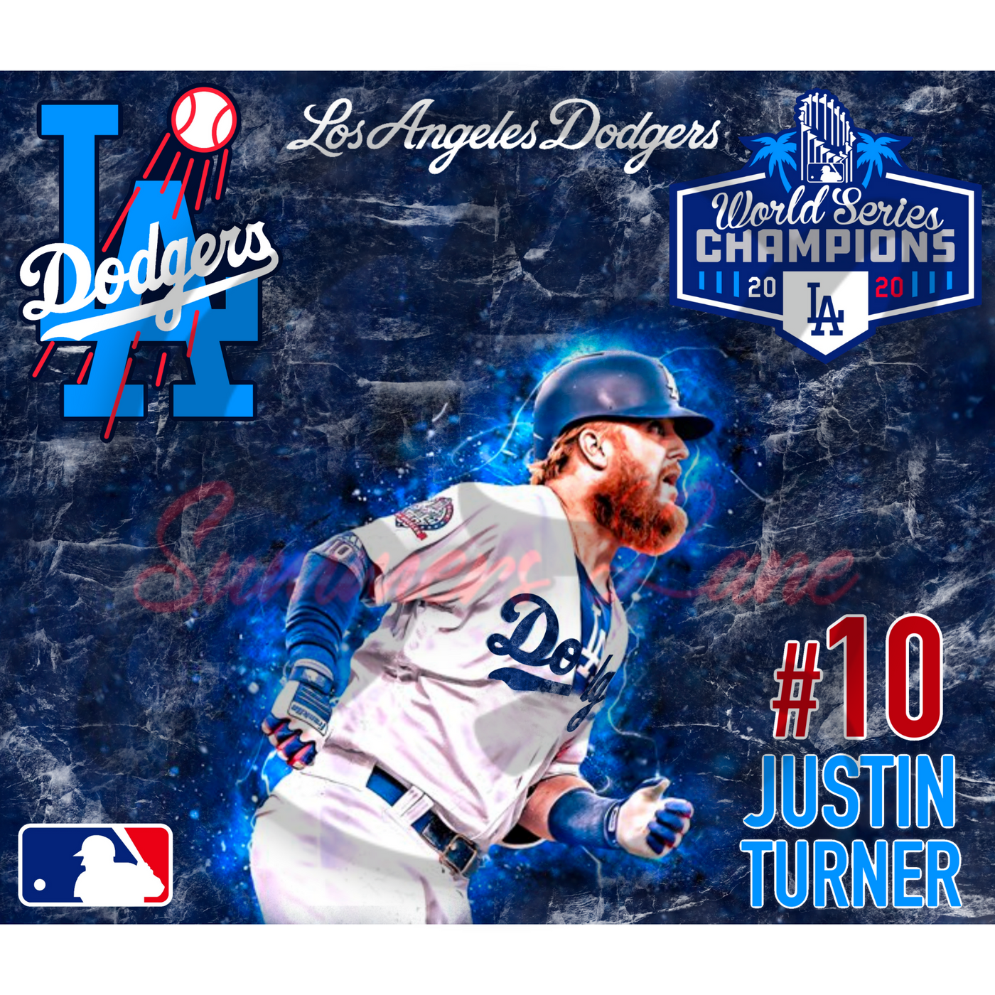 SUBLIMATION TRANSFER SHEET, Justin Turner #10 Dodgers 20oz Skinny